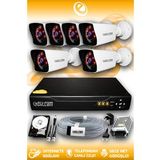 ELITCAM 6 Kameralı Kare 6 Dış Kamera Set 2 TB HDD Full HD Gece Görüşlü Güvenlik Kamerası Sistemi