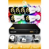 ELITCAM 6 Kameralı Kare 6 Dış Kamera Set 320 GB HDD Full HD Renkli Gece Görüşlü Güvenlik Kamerası Sistemi