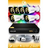 ELITCAM 6 Kameralı Kare 6 Dış Kamera Set HDD'siz Full HD Renkli Gece Görüşlü Güvenlik Kamerası Sistemi