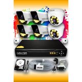 Elitcam 6 Kameralı Süper 2 İç Kamera Set 320 GB 5 MP 2K Renkli Gece Görüşlü Güvenlik Kamerası Sistemi