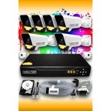Elitcam 6 Kameralı Süper 6 Dış Kamera Set 500 GB 5 MP 2K Renkli Gece Görüşlü Güvenlik Kamerası Sistemi