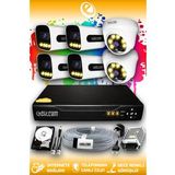 ELITCAM 6 Kameralı Zebra 2 İç Kamera Set 500 GB HDD Full HD Renkli Gece Görüşlü Güvenlik Kamerası Sistemi