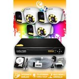 ELITCAM 6 Kameralı Zebra 3 İç Kamera Set 2 TB HDD Full HD Renkli Gece Görüşlü Güvenlik Kamerası Sistemi