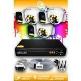 ELITCAM 6 Kameralı Zebra 3 İç Kamera Set HDD'siz Full HD Renkli Gece Görüşlü Güvenlik Kamerası Sistemi