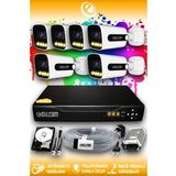 ELITCAM 6 Kameralı Zebra 6 Dış Kamera Set 250 GB HDD Full HD Renkli Gece Görüşlü Güvenlik Kamerası Sistemi