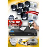 Elitcam 6 SESLİ Kameralı 6 Dış Kamera Set 320 GB 5 MP 2K Renkli Gece Görüşlü Güvenlik Kamerası Sistemi