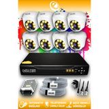 ELITCAM 8 Kameralı Dome 8 İç Kamera Set HDD'siz Full HD Renkli Gece Görüşlü Güvenlik Kamerası Sistemi