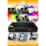 ELITCAM 8 Kameralı Kare 2 İç Kamera Set 100 GB HDD Full HD Renkli Gece Görüşlü Güvenlik Kamerası Sistemi