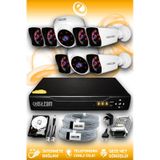 ELITCAM 8 Kameralı Kare 2 İç Kamera Set 2 TB HDD Full HD Gece Görüşlü Güvenlik Kamerası Sistemi
