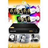 ELITCAM 8 Kameralı Kare 2 İç Kamera Set 320 GB HDD Full HD Renkli Gece Görüşlü Güvenlik Kamerası Sistemi