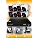 ELITCAM 8 Kameralı Kare 4 İç Kamera Set 100 GB HDD Full HD Gece Görüşlü Güvenlik Kamerası Sistemi
