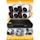 ELITCAM 8 Kameralı Kare 4 İç Kamera Set 2 TB HDD Full HD Gece Görüşlü Güvenlik Kamerası Sistemi