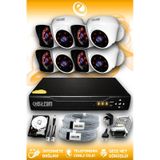 ELITCAM 8 Kameralı Kare 4 İç Kamera Set 500 GB HDD Full HD Gece Görüşlü Güvenlik Kamerası Sistemi