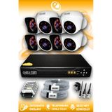 ELITCAM 8 Kameralı Kare 4 İç Kamera Set HDD'siz Full HD Gece Görüşlü Güvenlik Kamerası Sistemi