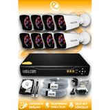 ELITCAM 8 Kameralı Kare 8 Dış Kamera Set 100 GB HDD Full HD Gece Görüşlü Güvenlik Kamerası Sistemi