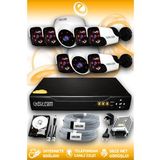 ELITCAM 8 Kameralı Panda 2 İç Kamera Set 100 GB HDD Full HD Gece Görüşlü Güvenlik Kamerası Sistemi
