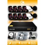 ELITCAM 8 Kameralı Panda 8 Dış Kamera Set 100 GB HDD Full HD Gece Görüşlü Güvenlik Kamerası Sistemi
