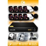 ELITCAM 8 Kameralı Panda 8 Dış Kamera Set 2 TB HDD Full HD Gece Görüşlü Güvenlik Kamerası Sistemi