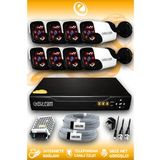 ELITCAM 8 Kameralı Panda 8 Dış Kamera Set HDD'siz Full HD Gece Görüşlü Güvenlik Kamerası Sistemi