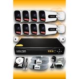 Elitcam 8 Kameralı Süper 8 Dış Kamera Set 500 GB 5 MP 2K Net Gece Görüşlü Güvenlik Kamerası Sistemi