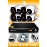 ELITCAM 8 Kameralı Uzay 4 İç Kamera Set HDD'siz Full HD Gece Görüşlü Güvenlik Kamerası Sistemi