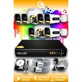 ELITCAM 8 Kameralı Zebra 2 İç Kamera Set 100 GB HDD Full HD Renkli Gece Görüşlü Güvenlik Kamerası Sistemi
