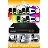 ELITCAM 8 Kameralı Zebra 2 İç Kamera Set 2 TB HDD Full HD Renkli Gece Görüşlü Güvenlik Kamerası Sistemi