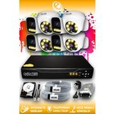 ELITCAM 8 Kameralı Zebra 4 İç Kamera Set 100 GB HDD Full HD Renkli Gece Görüşlü Güvenlik Kamerası Sistemi