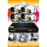 ELITCAM 8 Kameralı Zebra 4 İç Kamera Set 320 GB HDD Full HD Renkli Gece Görüşlü Güvenlik Kamerası Sistemi