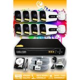 ELITCAM 8 Kameralı Zebra 8 Dış Kamera Set 100 GB HDD Full HD Renkli Gece Görüşlü Güvenlik Kamerası Sistemi