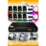 ELITCAM 8 Kameralı Zebra 8 Dış Kamera Set 320 GB HDD Full HD Renkli Gece Görüşlü Güvenlik Kamerası Sistemi