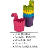 Elite 1 Adet Akasya Balkon Saksı Tekli Kolay Askı Pembe 1,5 Lt Denge Aparatlı 1 Adet