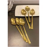 Elite 6 Adet Gold Cubuk Model 18/10 Paslanmaz Çelik Tatlı Kaşığı