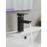 Elite Edition Lüx Kare Sabit Banyo Lavabo Bataryası Pirinç Ağır Malzeme - Siyah