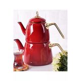 Elite Emaye Çaydanlık Kırmızı 200463 Red Retro Gassal Demlik - Ramazan Iftar Sahur Keyfi