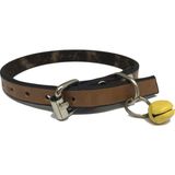 Elite Kahverengi Deri Zilli Kedi Tasması - 30 cm