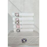 Elite Krem El Işi 3D Nakışlı %100 Pamuk 6 Adet 30X50 cm Mutfak Havlusu - 30 x 50 cm - Açık Mavi - Bej - Beyaz
