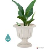 Elite Nergiz Saksı 6 Litre Kırık Beyaz Renk Ayaklı Plastik Çiçek Saksısı 1 Adet