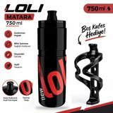 Elite New Loli Bisiklet Matarası Siyah Renk Suluk 750 Ml Performance Matara Kafesi Hediyeli