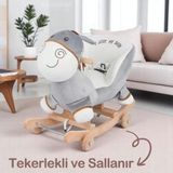 Elite Tekerlekli ve Ahşap Ayaklı Sallanan At, Eşek Peluş Oyuncak 1 Adet