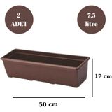 Elite Uzun Balkon Saksısı Bahçe Saksısı Büyük Boy Dikdörtgen Saksı 7,5 Litre 2 Adet 17X50 1 Adet