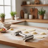 Elite Wood Paslanmaz Çelik Çiftli Hamur Merdanesi | Profesyonel Hamur Açma Aparatı | Mantı, Börek, Erişte Için Dayanıklı Mutfak Aleti