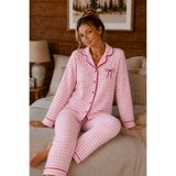 ELİTOL Bürümcük Örme Uzun Kol Ekose Desenli Kadın Düğmeli Pijama Takımı