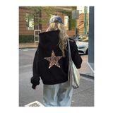 Elitora Yıldız Baskılı Kapüşönlü Kadın Sweatshirt