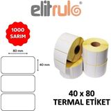 Elitrulo Termal Barkod Etiketi 40x80 mm 1000 Adet Mat Beyaz Rulo ile Yüksek Kalite
