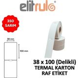 Elitrulo Termal Karton Raf Etiketi 38MM x 100MM Delikli - 350 Adet - Çok Renkli