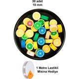 Elitse 30 Adet 10 mm Polimer Kil Fimo Boncuk Takı Bileklik + 1 Metre Lastikli Misina Hediye - Renkli Limon
