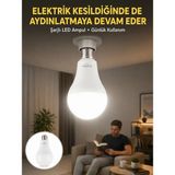 Elitse Acil Durumlar Için Şarjlı LED Ampul 6400K Soğuk Beyaz 30 Watt Yeni Nesil - 12 W