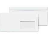 Elitstore Diplomat Zarf Beyaz Pencereli Silikonlu 90 Gr. 10.5 cm x 24 cm 100'LÜ Paket - Diplomat Zarfı - 10.5x24cm