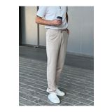ElitWear Erkek Bej Jogger Kesim Bel Lastikli Ve İpli Chino pantolon